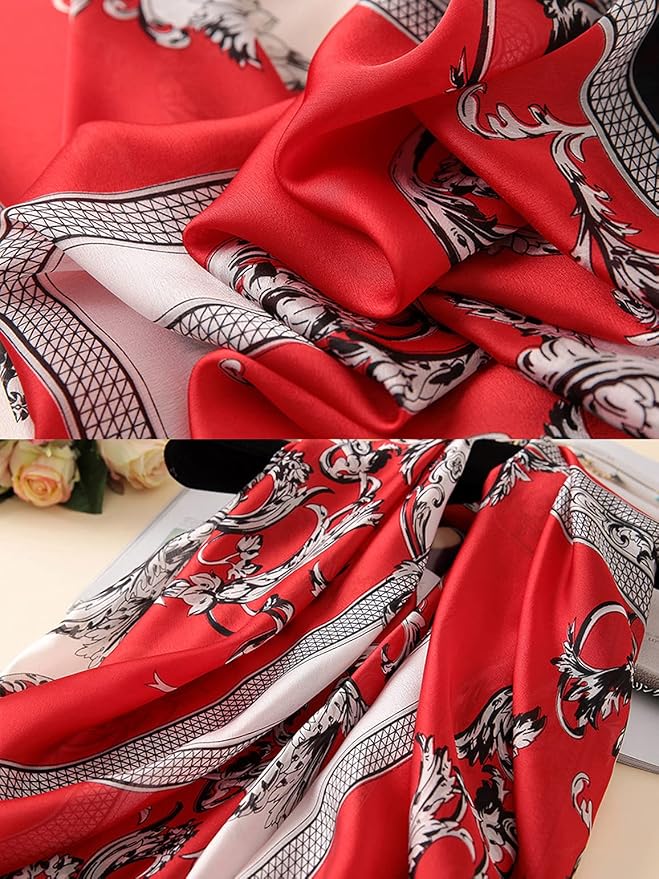 Fashion Scarves Scarf 100% Silk Feeling Scarf Silk Like Scarves Long - Image 5