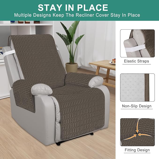 Foxdecor Recliner Chair Covers, Recliner Cover Non-Slip Chair Covers, Washable - Image 3
