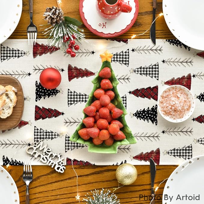 Artoid Mode Xmas Tree Christmas Table Runner, Seasonal Winter Kitchen Dining - Image 4