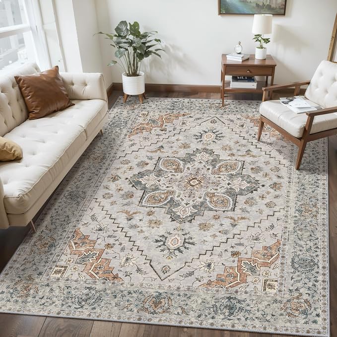 Tangsoo 3x5 Bedroom Rug, Washable Vintage Indoor, Area Rug Non Slip Accent Rug by Tangsoo