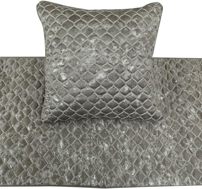 The HomeCentric King/Queen/Twin Grey & Silver Designer Queen 74"x18" Bed Runner - Image 2