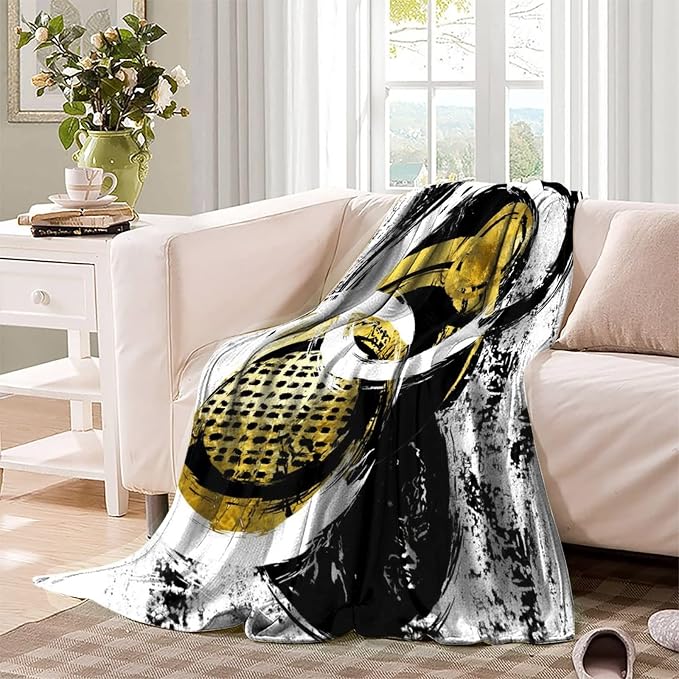 Black White Print Throw Blanket, Abstract Modern Oil Painting Art Watercolor - Image 3