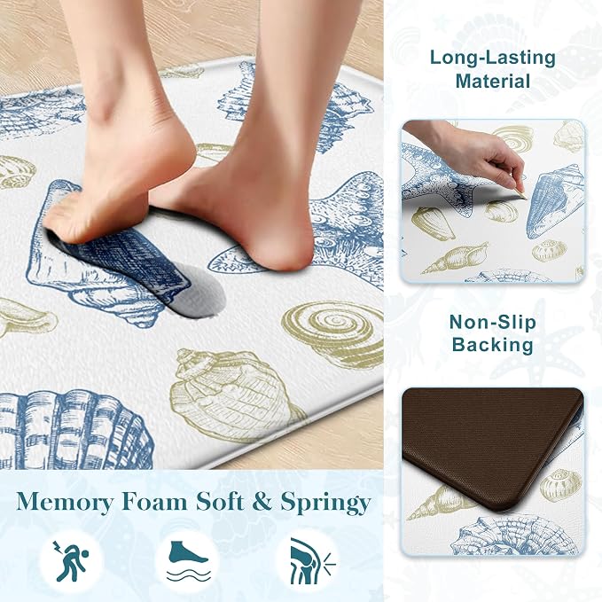 Kitchen Mats for Floor Cushioned Anti Fatigue Sets of 2 Beach Theme Kitchen - Image 5