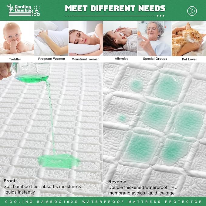 UNILIBRA Full Size Waterproof Mattress Protector, 3D Air Rayon Made from Bamboo - Image 2