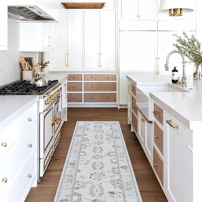 Fame Living Cream Beige Oushak Runner Rug, Modern Runners, Runner - Image 2