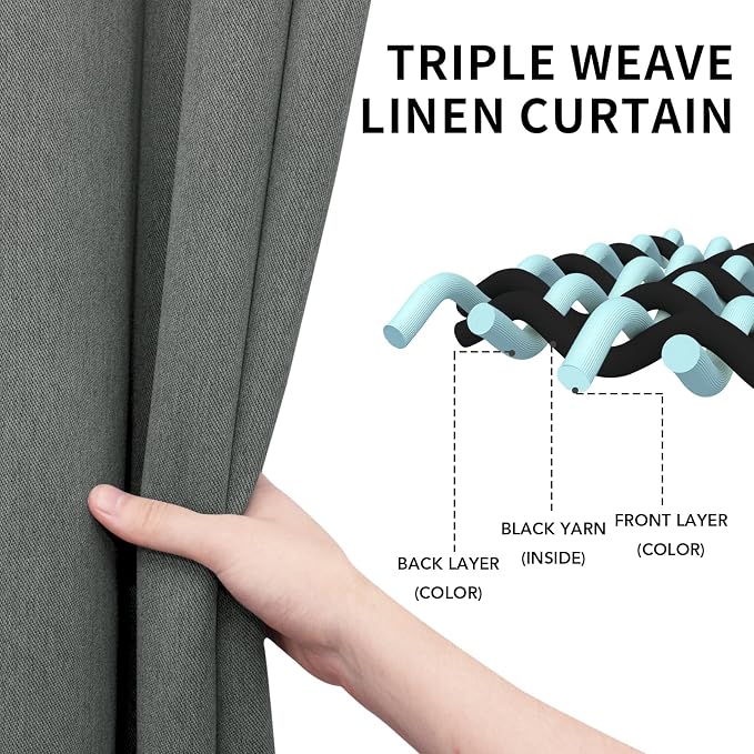 Easy-Going Linen Look Blackout Curtain Grommet Window Curtain Drapes - Image 3