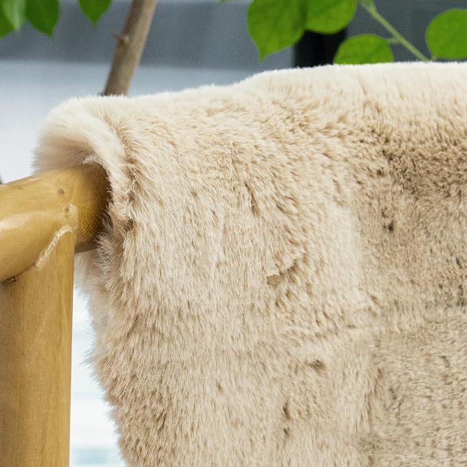 5x7 Area Rug Light Brown Beige Plush Shaggy Rugs - Image 3
