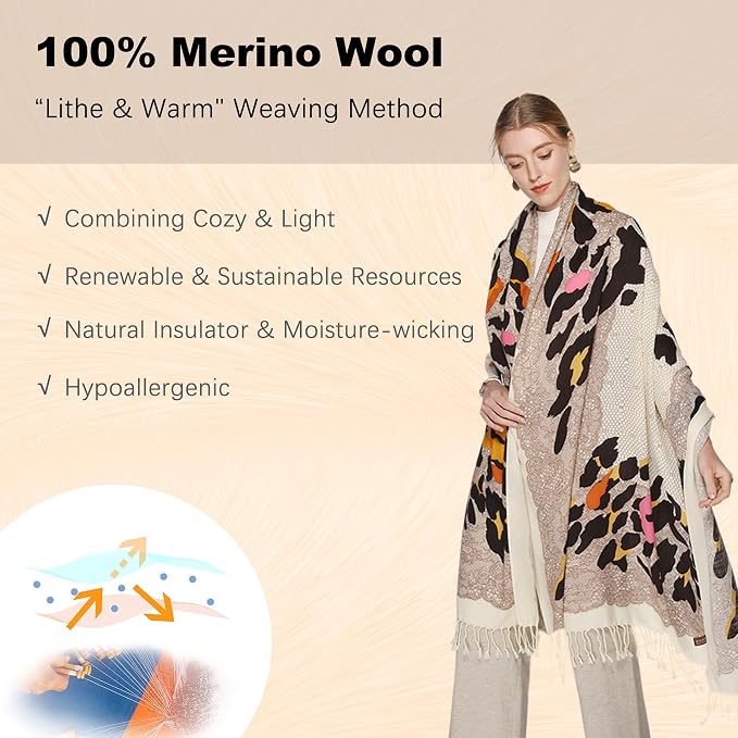 DANA XU 100% Merino Wool Pashmina Shawl - Image 4