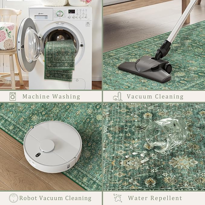 Collive Washable Hallway Runner Rugs, Vintage Boho Soft Bedroom Carpet Runner - Image 3