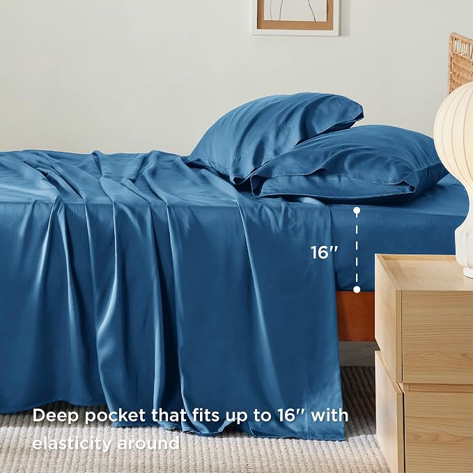 Bedsure Full Size Bed Sheets, Cooling Sheets, Rayon Derived from Bamboo - Image 3