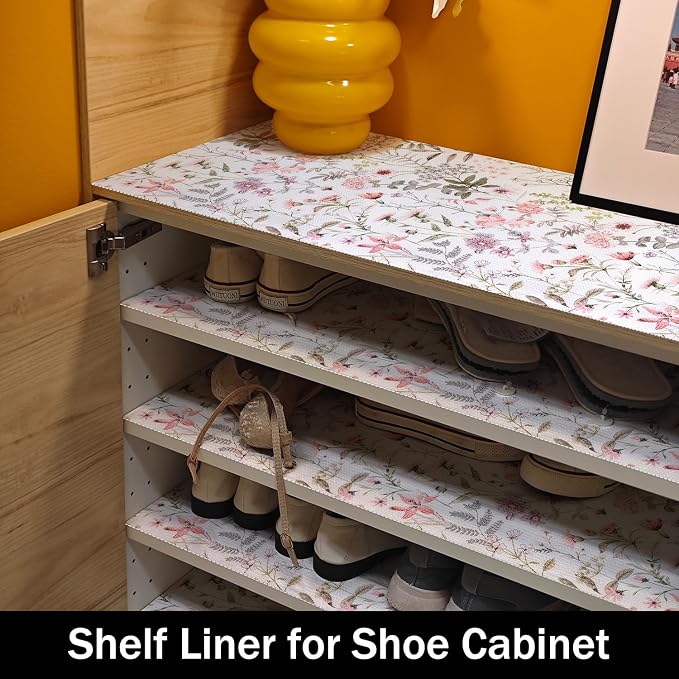 Floral Leaf Shelf Liners Strong Non-Slip and Non Adhesive 12IN x 20FT Shelf and - Image 7