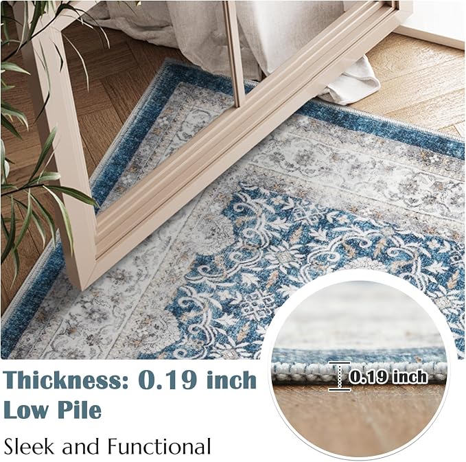 jinchan Floral 8x10 Area Rug for Living Room Machine Washable Vintage - Image 8