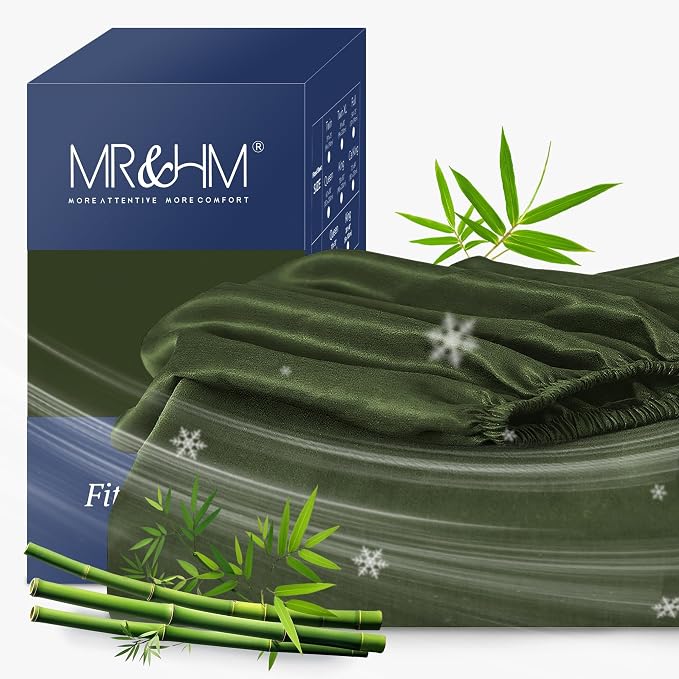 MR&HM Full Fitted Sheet Only, Ultra-Soft Rayon Derived from Bamboo & Polyester by MRHM