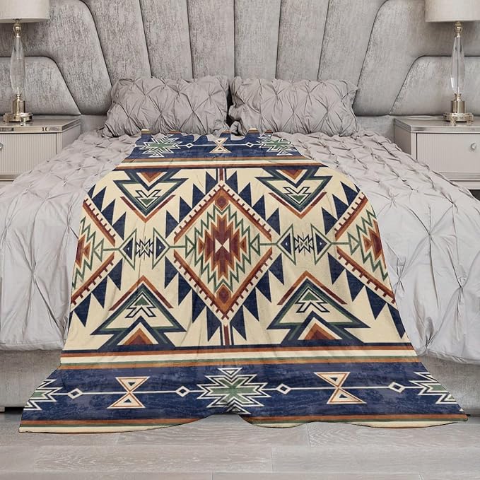 Native Throw Blanket, Southwest Tribal Aztec Pattern Vintage Abstract Ethnic - Image 7