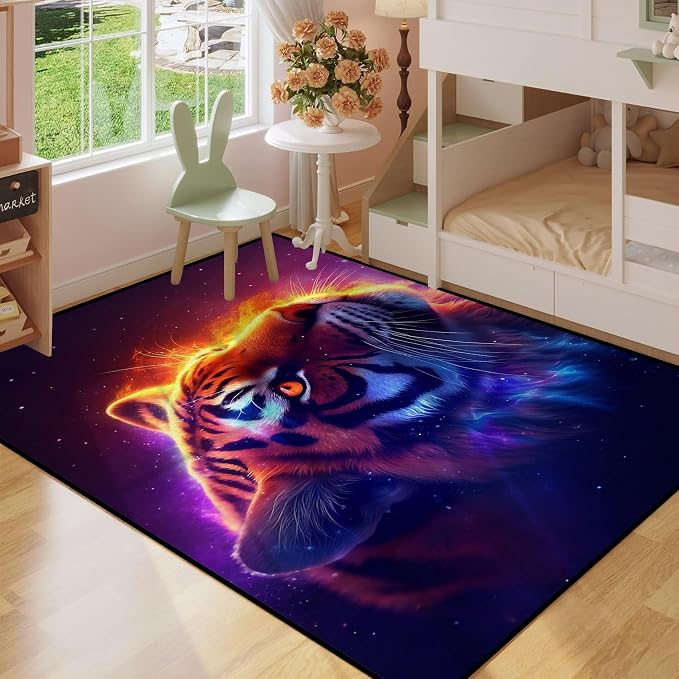 Galaxy Tiger Rug Large 3D Fierce Tigers Area Rugs - Image 5