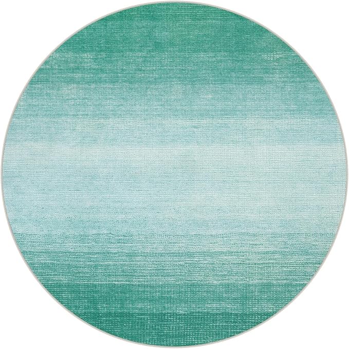 Wonnitar Modern Ombre Washable Round Rug 4ft, Non-Slip Teal Round Bathroom - Image 8