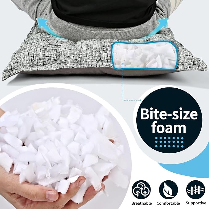 SINSOSSO Large Floor Pillows 22", Thickened Bite-Size Memory Foam Square - Image 4