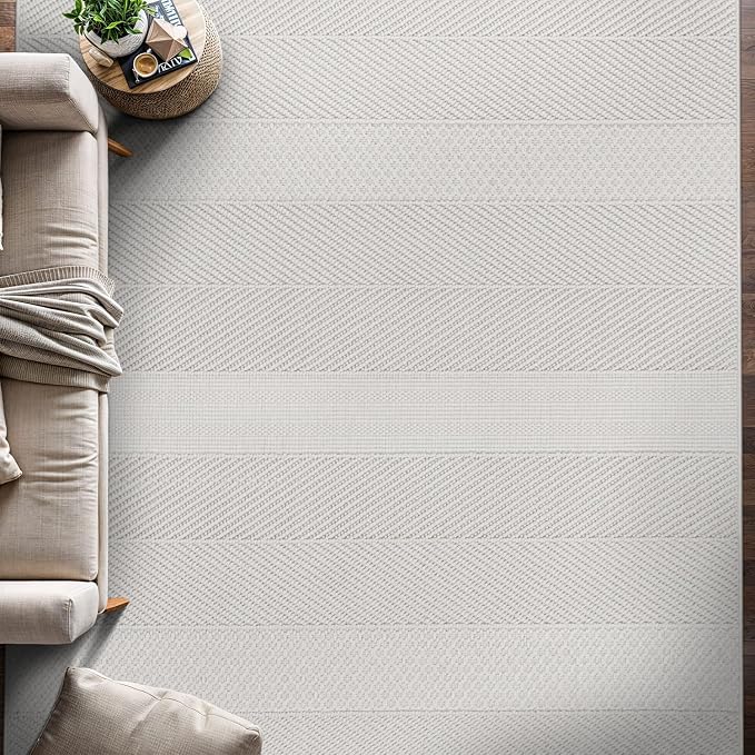 Beverly Rug Micro Loop Area Rug White 6x9 Modern Luxury Soft Boho Geometric - Image 5