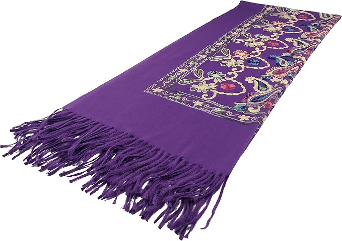 Urban CoCo Women's Embroidered Tassel Long Shawl Oversize Scarf Wraps - Image 4