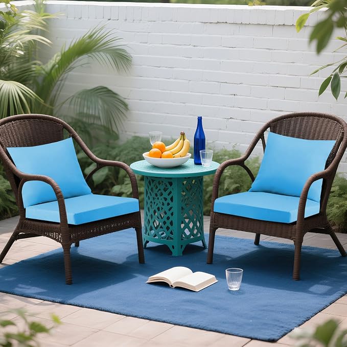 Outdoor Seat Cushion Set 24 x 24 In, Water-Resistant & Fade-Resistan, Patio - Image 2