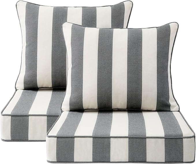 Outdoor Patio Chair Cushions Set, Water-Repellent, Fade Resistant, Deep Seat by Unimatta