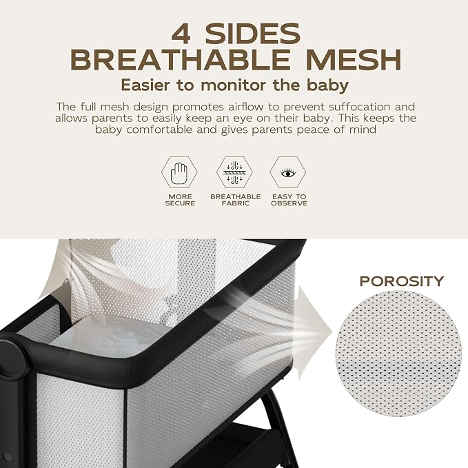 BabyBond Baby Bassinet, 3 in 1 Bassinet Bedside Sleeper - Image 4