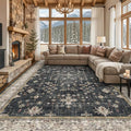 Black Boho Rug for Living Room 9x12 by HazoHaus