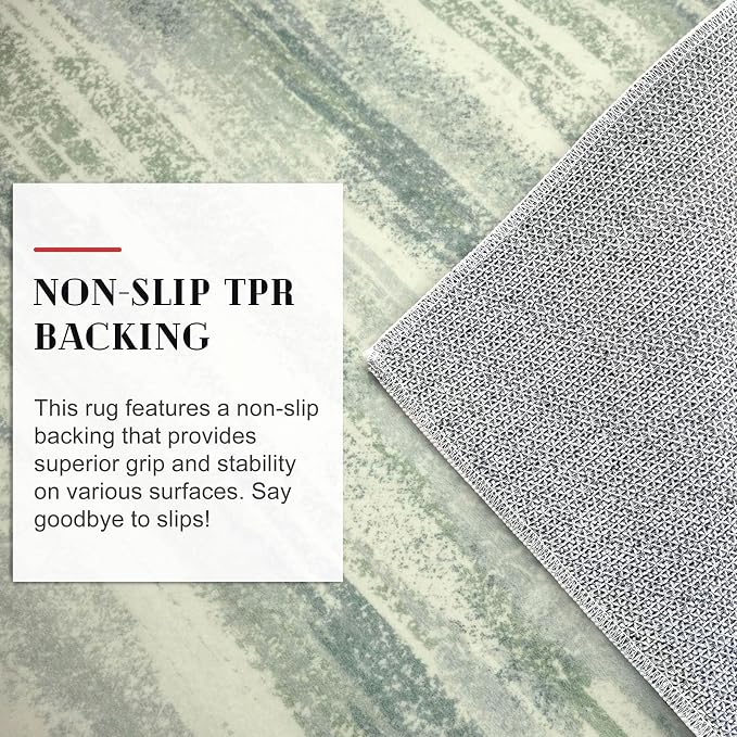 Modern Abstract Runner Rug 2x5, Sage Green Grey Washable Kitchen Runner - Image 6