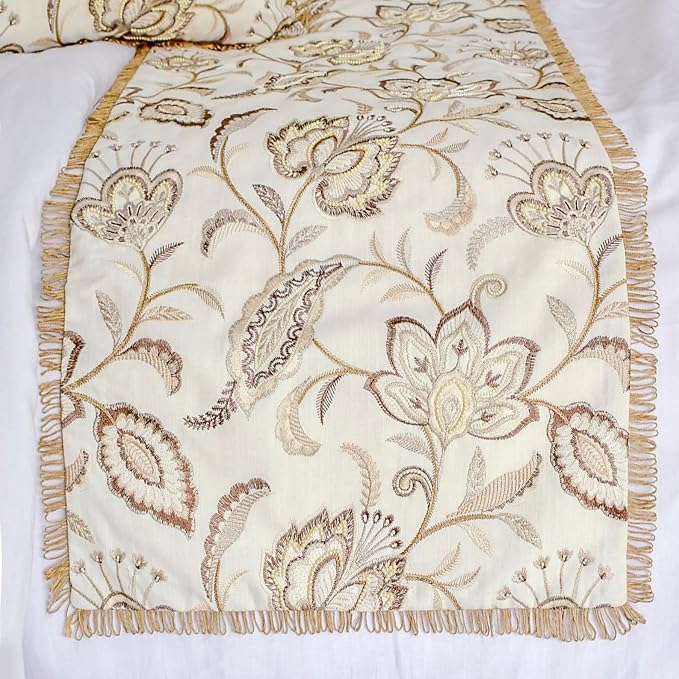 The HomeCentric King/Queen/Twin Beige Decorative Bed Runner CA King 86"x18" Bed - Image 5