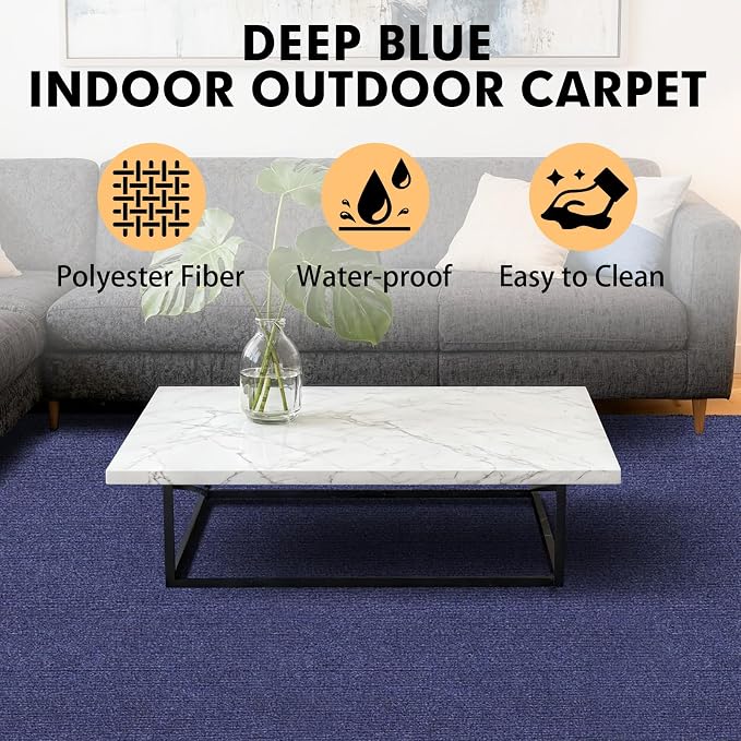 Marine Carpet, 5 FT x 20 FT Deep Blue Indoor Outdoor Rug 0.2" Thick Boat - Image 3