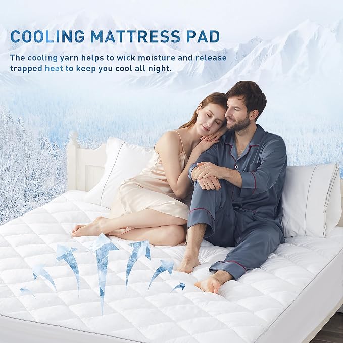Sunflower Cooling Quilted Twin XL Mattress Protector, Mattress Pad Twinxl Chill - Image 3