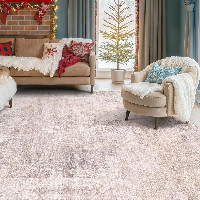 Modern Pink and Grey Rugs for Bedroom Girls by HazoHaus
