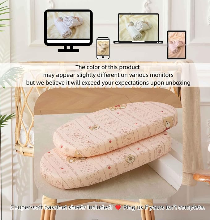 SDY Jersey Bassinet Sheets for Baby Girls, 32 "x 16 "x 4", Super Soft Breathable - Image 7