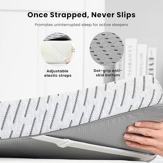 Firm Mattress Topper Queen Size 3 Inch, Cooling Gel & Bamboo Charcoal Memory - Image 8
