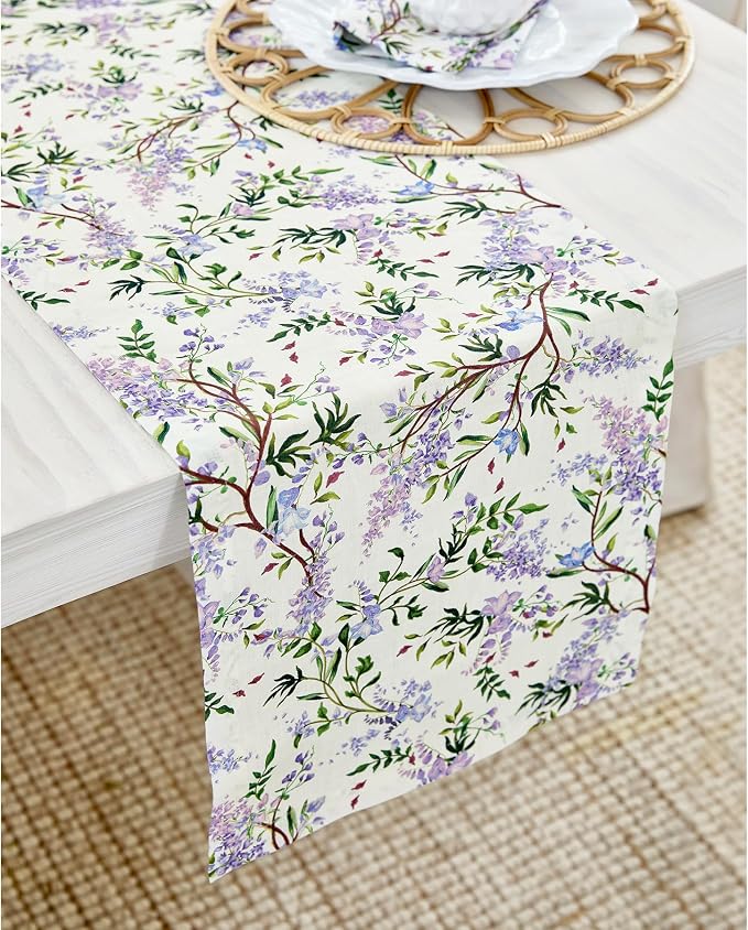 Solino Home Lilacs Floral Print Table Runner 90 Inches Long - Image 2