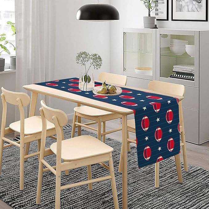 Football Table Runner Vintage American Football Game Days Seasonal Dinner Runner - Image 3