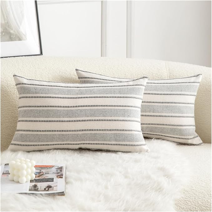 Decorative Boho Lumbar Throw Pillow Covers, Farmhouse Textured Pillow Case by Cethom