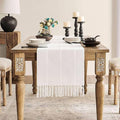 ZeeMart Farmhouse Braided Striped Table Runner, Rustic Ivory Table Runners 108 by ZEEMARTONLINE