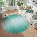 Wonnitar Modern Ombre Washable Round Rug 4ft, Non-Slip Teal Round Bathroom by Wonnitar