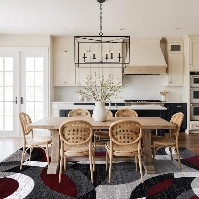 Rugshop Red Modern Geometric Indoor Large Area Rug, Overlapping Circle Pattern - Image 8