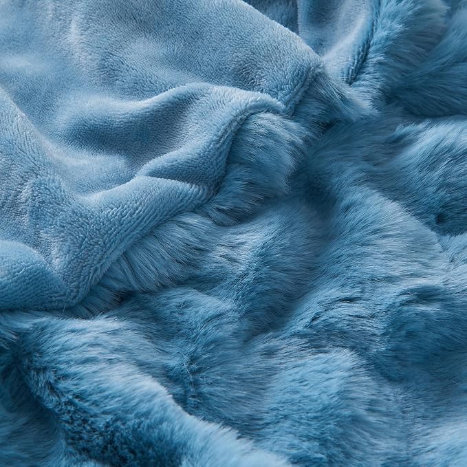 Lotus Karen Faux Fur Throw Blanket Sky Blue - Image 4