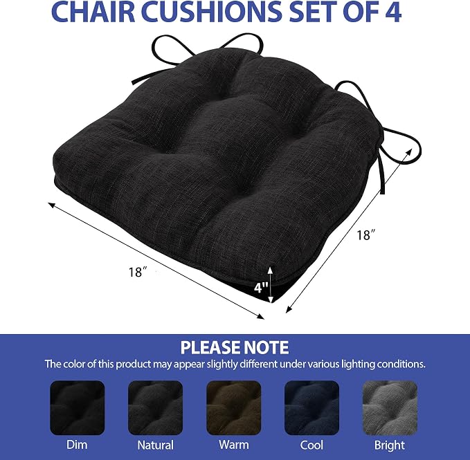 Chair Cushions for Dining Chairs Set of 4, Kitchen Chair Cushions, Chair Pads - Image 3