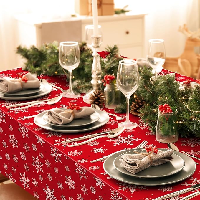 Jectivs 6 Pieces Christmas Snowflake Plastic Party Tablecloth Decorations - Image 5