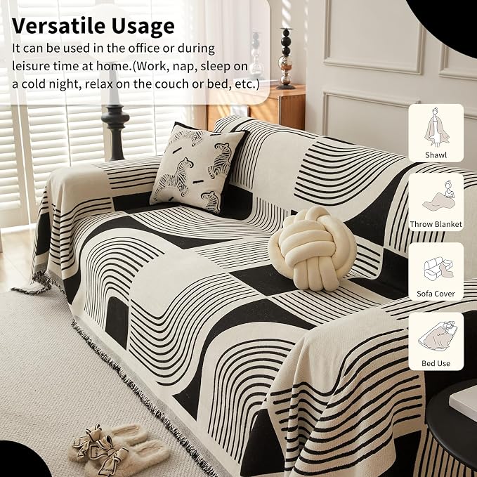 Boho Couch Cover Sofa Covers Washable, Chenille Couch Covers - Image 5