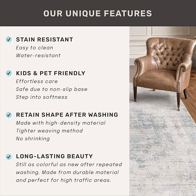 Washable 6x9 Bedroom Rug - Image 7