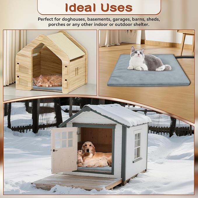 Large Pet Heating Pads for Dogs & Cats Outdoor, 47.2*27.6inches Dog Cat Heating - Image 8