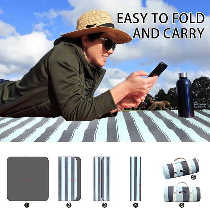 HX&OD Extra Large Picnic Outdoor Blanket, 80”x60” Waterproof Picnic Mat - Image 7