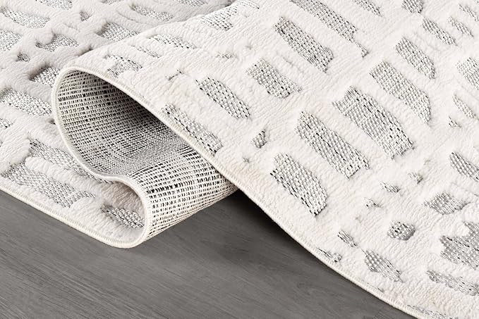 Beverly Rug Micro Loop Area Rug Gray/White 5x7 Abstract Modern Luxury Irregular - Image 4