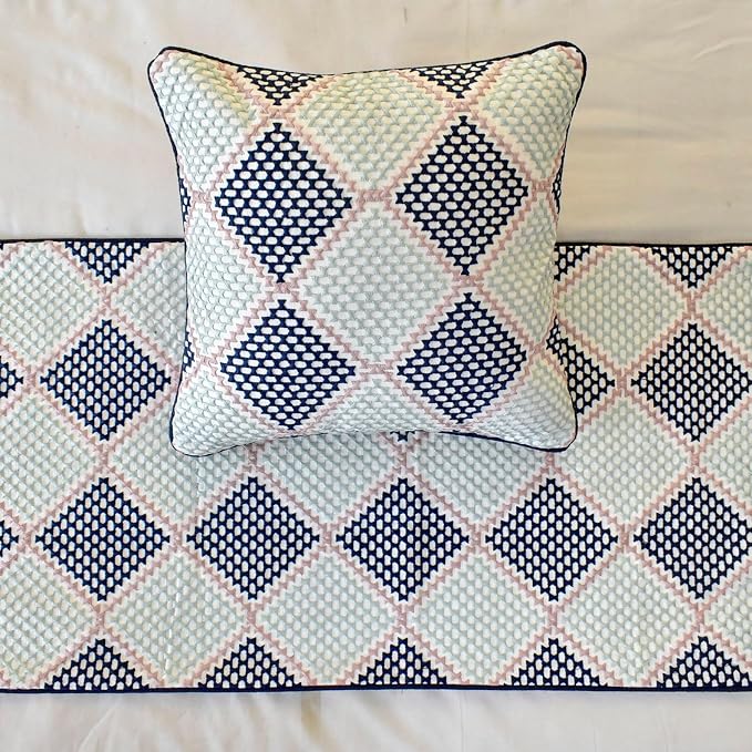 HomeCentric Blue Decorative Bed Runner CA King 86"x18" - Image 3