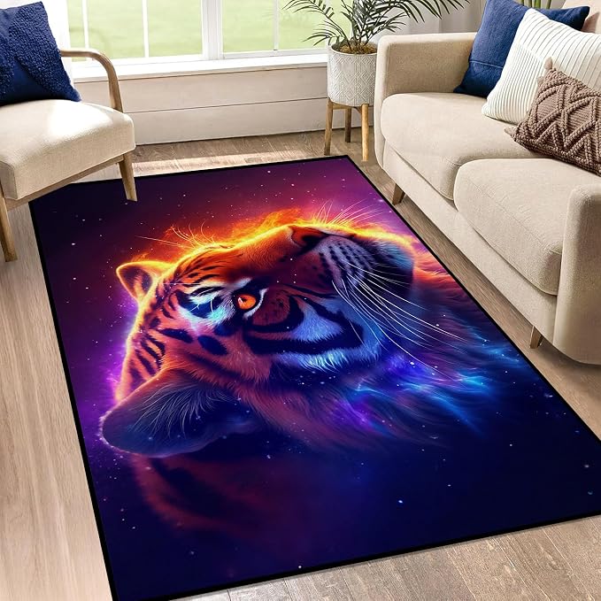 Galaxy Tiger Rug 3D Fierce Tigers Area Rugs - Image 4